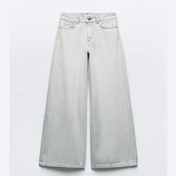 ZARA mid rise palazzo wide jeans grey - Picture 5 of 16